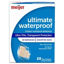 Meijer Ultimate Waterproof Adhesive Bandages, 20 Ct