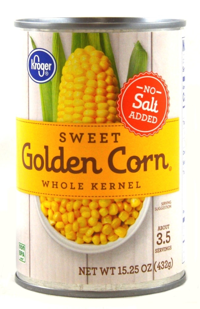 slide 1 of 4, Kroger Whole Kernal Golden Sweet Corn With No Salt Added, 15.25 oz