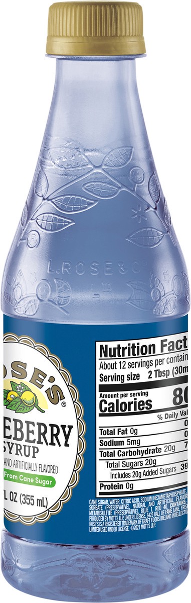 slide 2 of 7, Rose's Roses Blubry Syrup - 12 oz, 12 oz