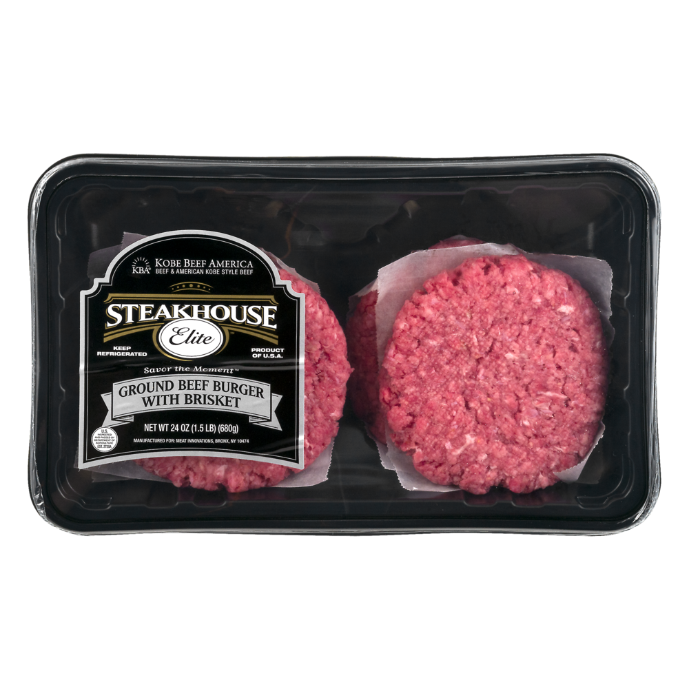 slide 1 of 1, Steakhouse Elite Beef Brisket Burgers, 24 oz