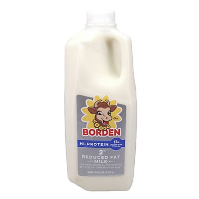 slide 1 of 1, Borden Hi-Protein 2% Reduced Fat Half Gallon Milk, 1/2 gal