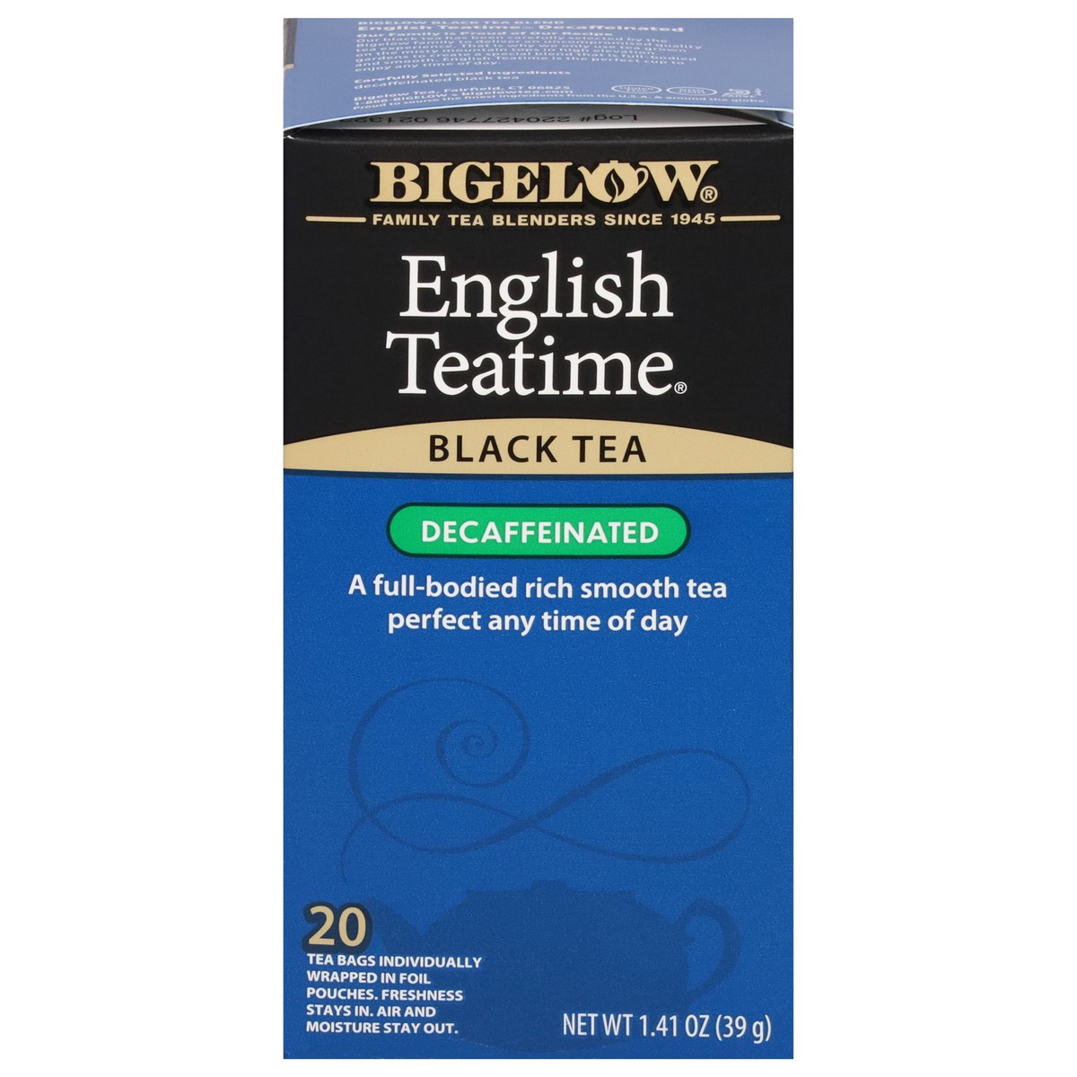 slide 1 of 9, Bigelow Decaffeinated English Teatime Black Tea 10 Tea Bags, 20 ct