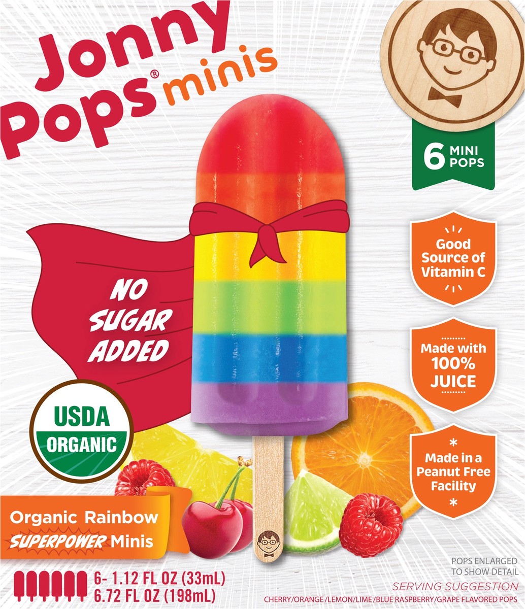 slide 9 of 11, Jonny Pops Organic Rainbow Superpower NSA Minis, 6 ct