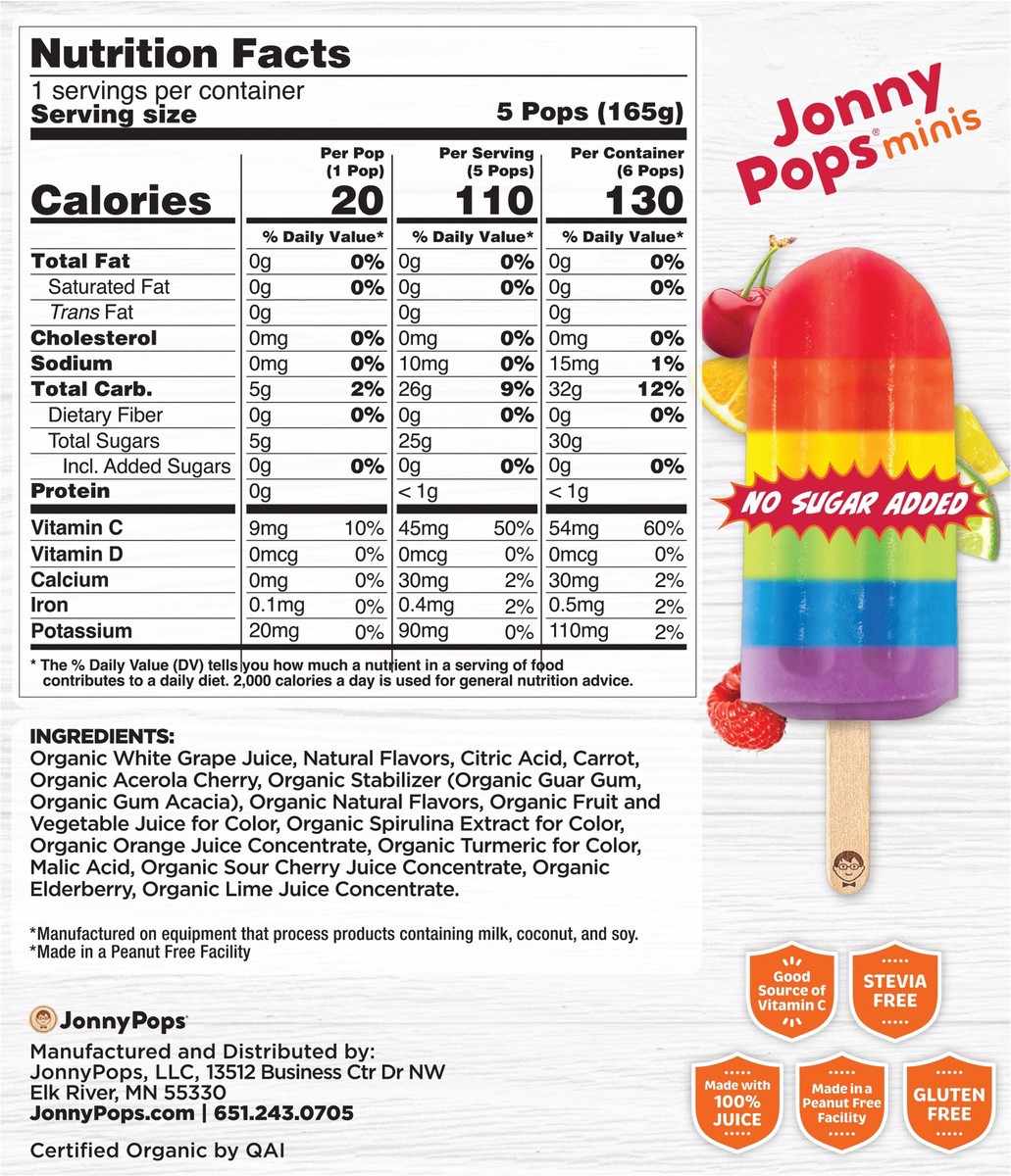 slide 3 of 11, Jonny Pops Organic Rainbow Superpower NSA Minis, 6 ct