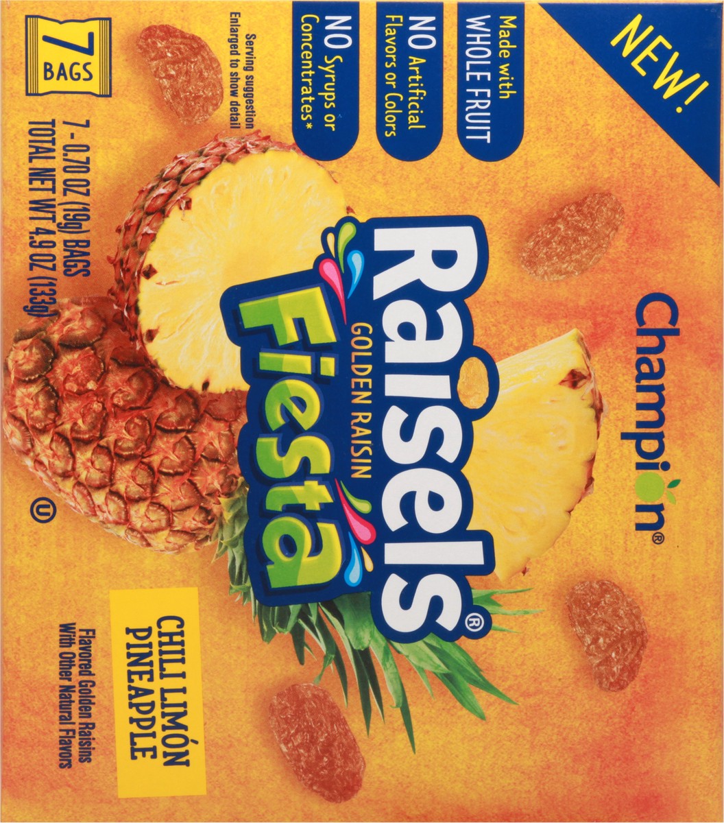 slide 6 of 10, Champion Raisels Fiesta Chili Limon Pineapple Golden Raisin 7 - 0.70 oz ea, 7 ct