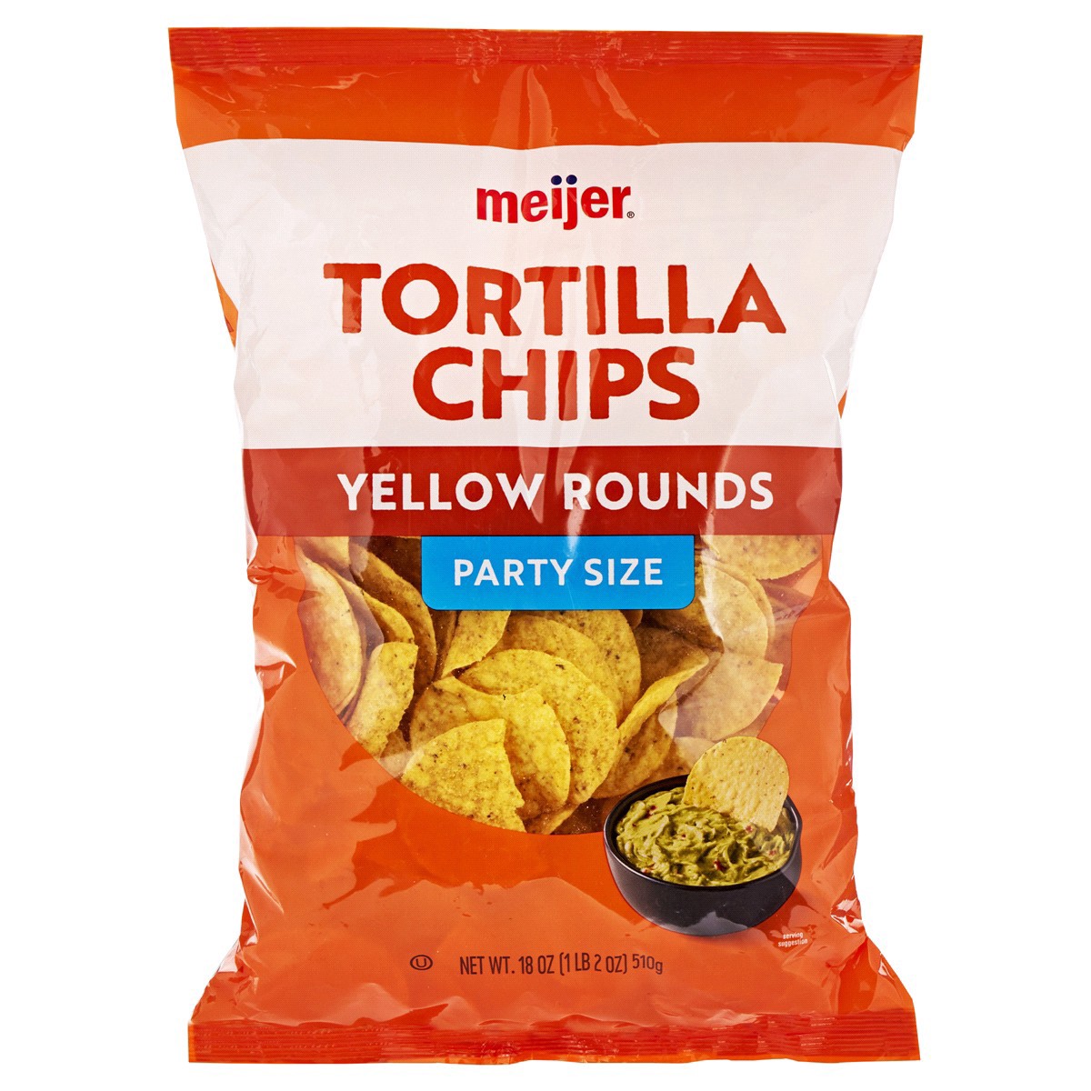 slide 1 of 9, Meijer Party Size Yellow Round Tortilla Chips - 18 oz, 18 oz