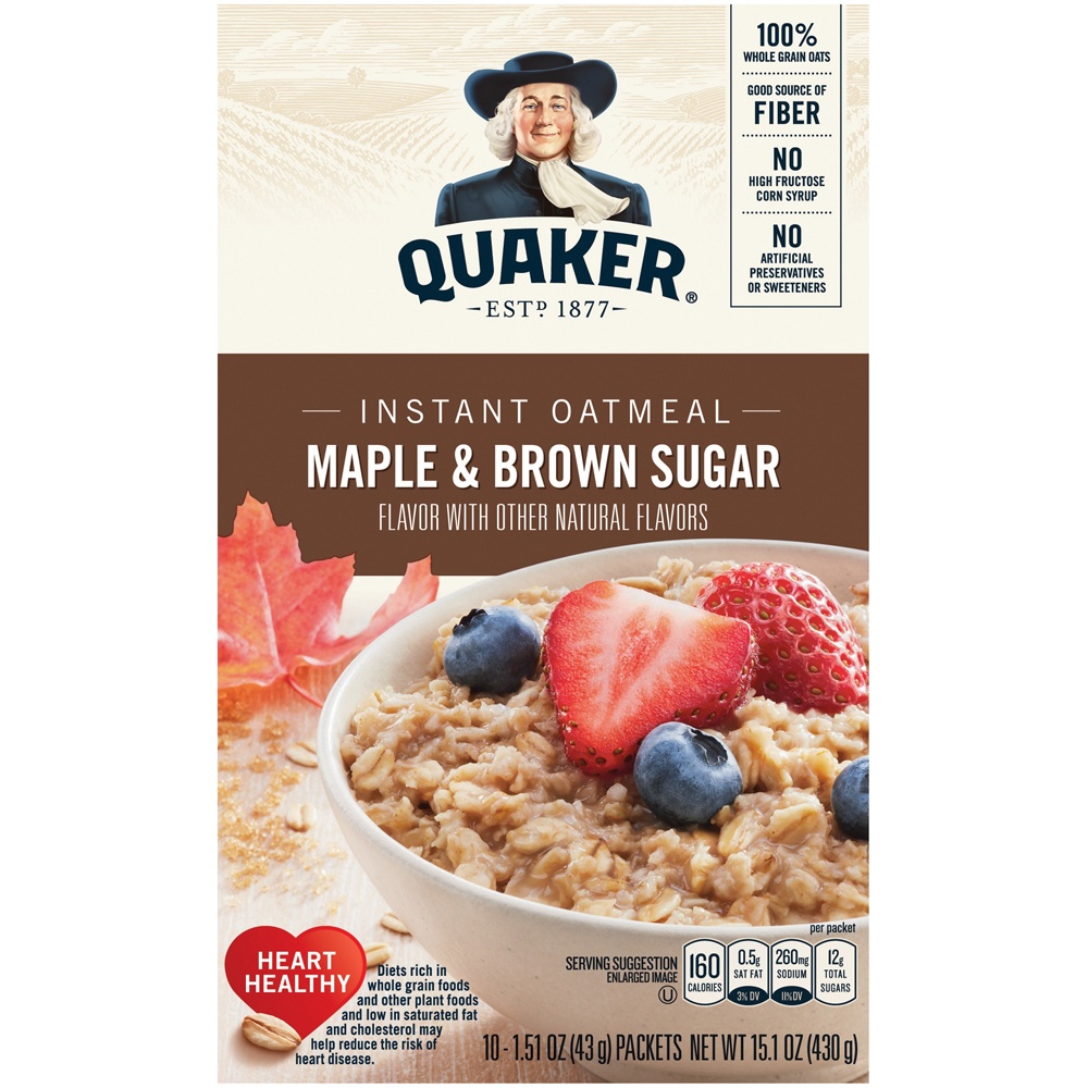 slide 2 of 5, Quaker Instant Oatmeal Maple & Brown Sugar, 10 ct