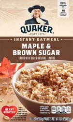 Quaker Instant Oatmeal, Maple & Brown Sugar, 10 Pack