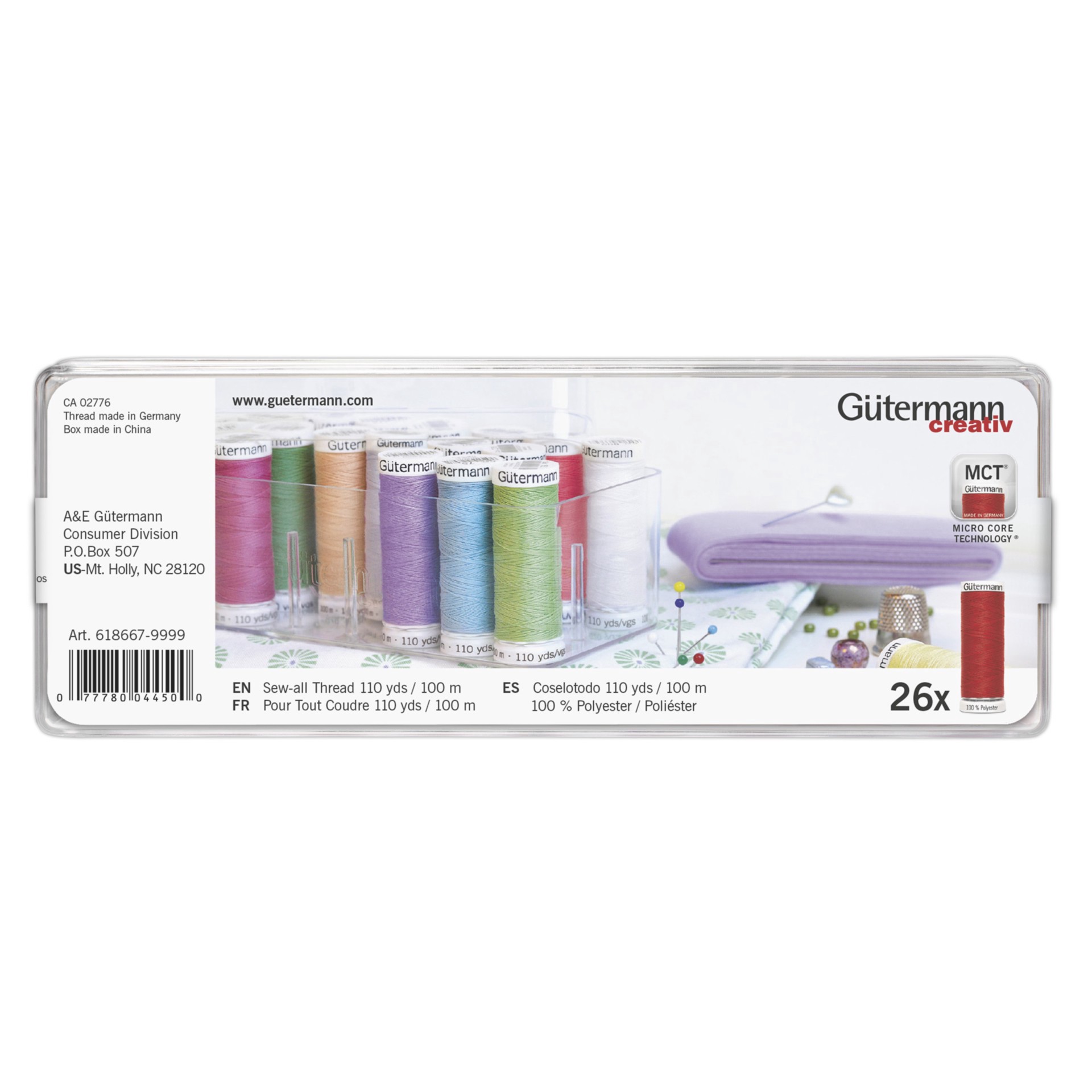 slide 3 of 3, Gutermann 26 Spool Sew-All Box, 110 yd