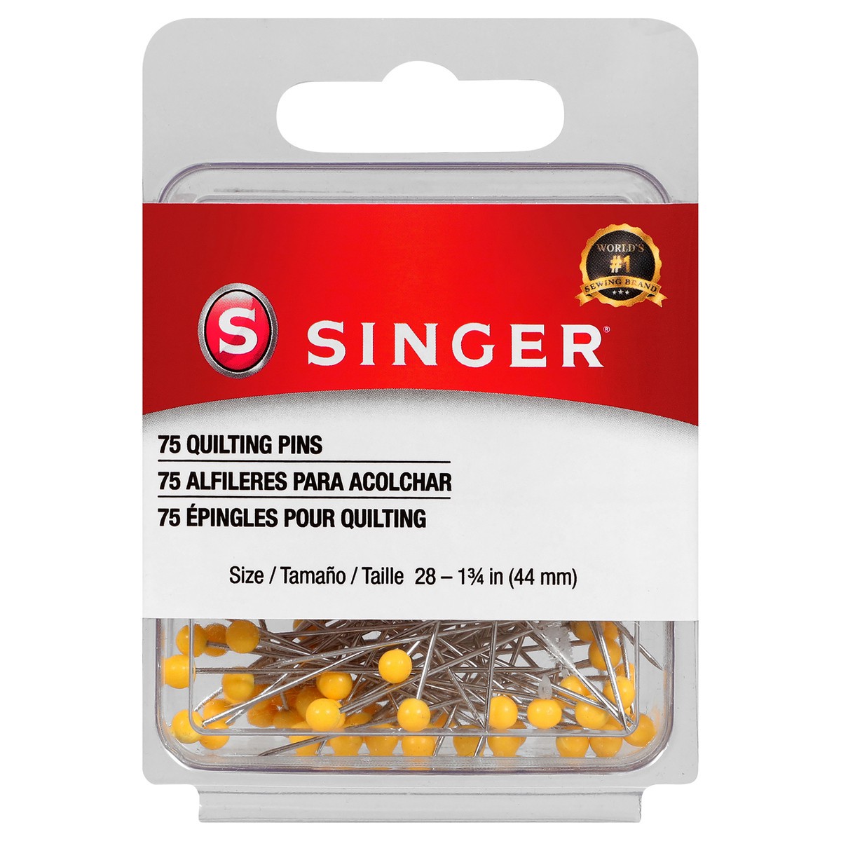 slide 1 of 2, SINGER Ball Head Quilting Pins - Size 28, 1-3/4", 75 ct