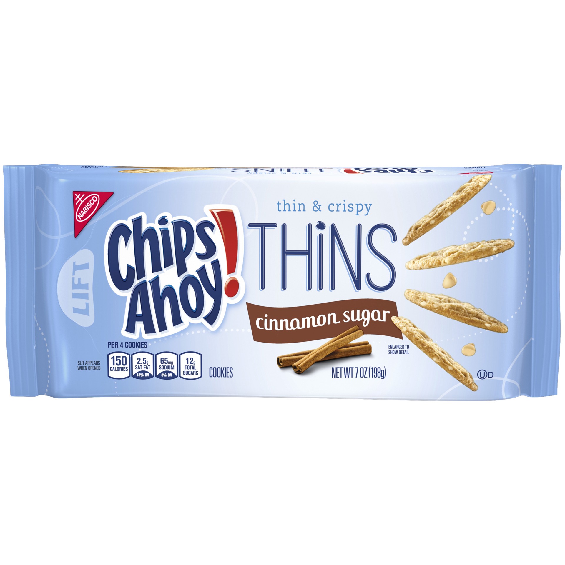 slide 1 of 5, CHIPS AHOY! Thins Cinnamon Sugar Cookies, 1 Pack (7 oz.), 0.48 lb