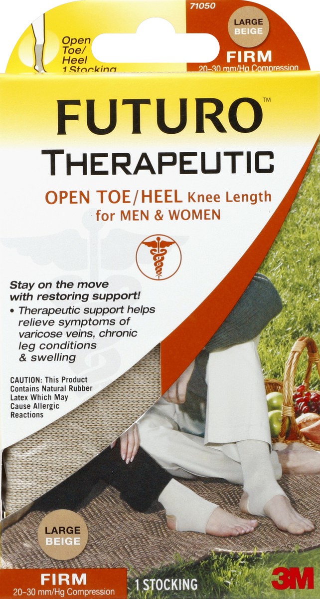 slide 1 of 1, Futuro Open Toe/Heel Knee Length Stockings Beige - Large, 1 ea
