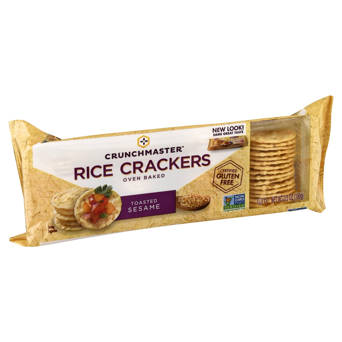 slide 2 of 10, Crunchmaster Oven Baked Toasted Sesame Rice Crackers 3.5 oz, 3.5 oz