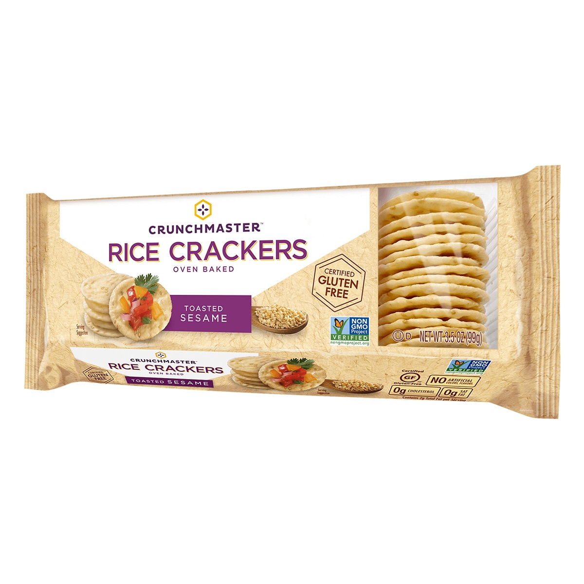 slide 3 of 7, Crunchmaster Toasted Sesame Rice Crackers, 3.5 oz