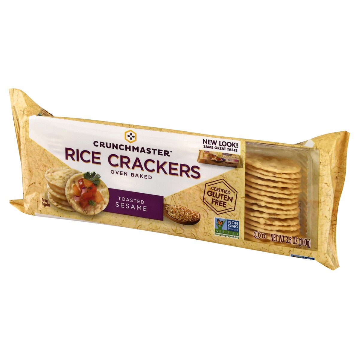 slide 3 of 10, Crunchmaster Oven Baked Toasted Sesame Rice Crackers 3.5 oz, 3.5 oz