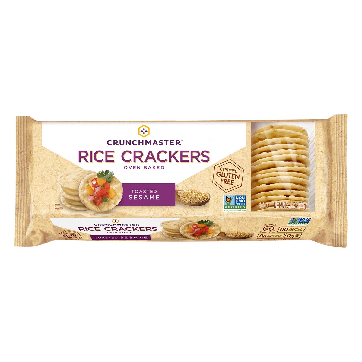 slide 1 of 10, Crunchmaster Oven Baked Toasted Sesame Rice Crackers 3.5 oz, 3.5 oz