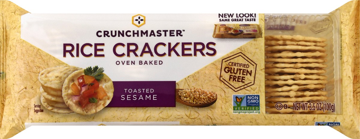 slide 9 of 10, Crunchmaster Oven Baked Toasted Sesame Rice Crackers 3.5 oz, 3.5 oz