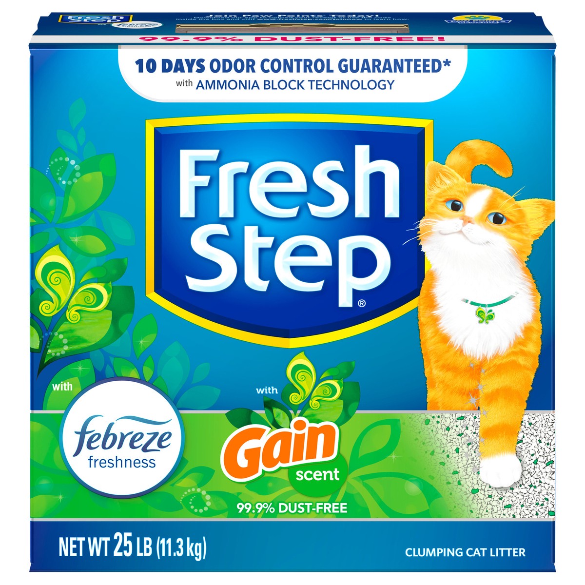 slide 9 of 9, Fresh Step Febreze With Refreshing Gain Scent Clumping Cat Litter, 25 lb