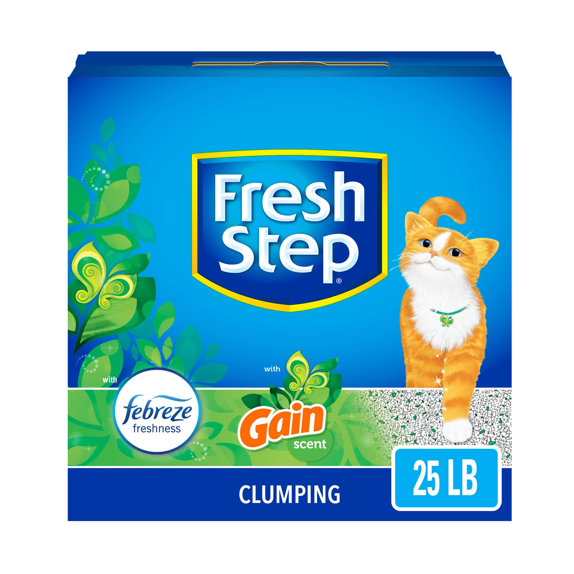 slide 1 of 9, Fresh Step Febreze With Refreshing Gain Scent Clumping Cat Litter, 25 lb