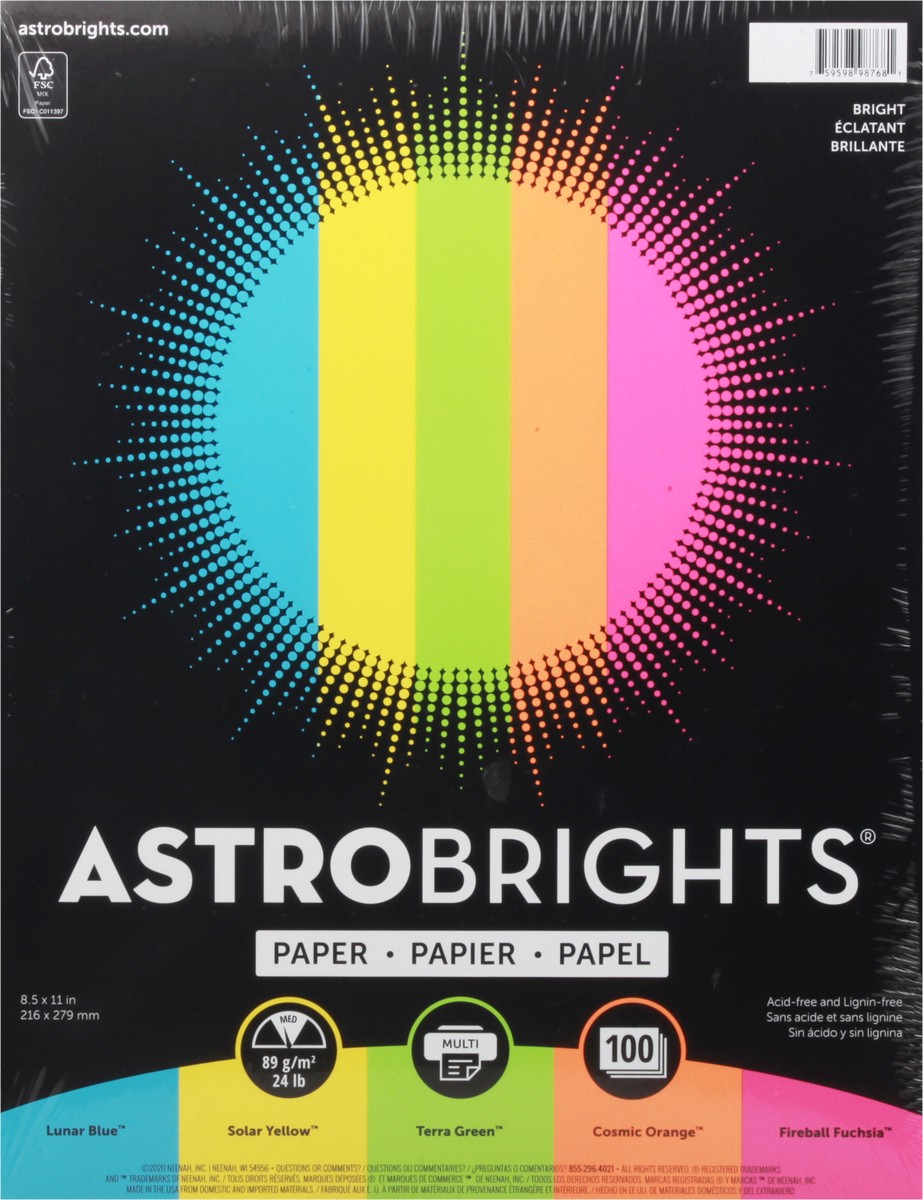 slide 5 of 12, ASTROBRIGHTS 8.5 x 11 Inch Bright Paper 100 ea, 100 ct