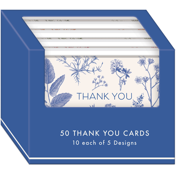 slide 1 of 6, Punch Studio Thank You Card Assortment, 5-1/2"" X 4-1/4"", Botanical Multiplier, Box Of 50 Cards, 50 ct