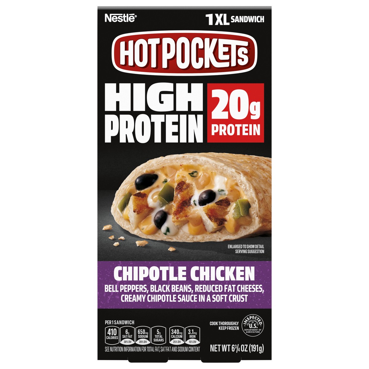 slide 1 of 7, Hot Pockets NESTLE HOT POCKETS Frozen Snack Protein Chicken 6.75oz Box, 6.75 oz