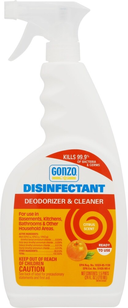 slide 1 of 1, Gonzo Deodorizer & Cleaner Disinfectant Citrus Scent, 24 oz