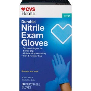 slide 1 of 1, CVS Health Durable Nitrile Exam Gloves, Large, 50 ct