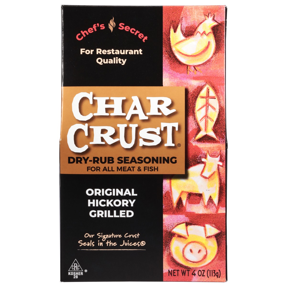 slide 1 of 4, Char Crust Dry-Rub Original Hickory Grilled Seasoning for All Meat & Fish 4 oz, 4 oz