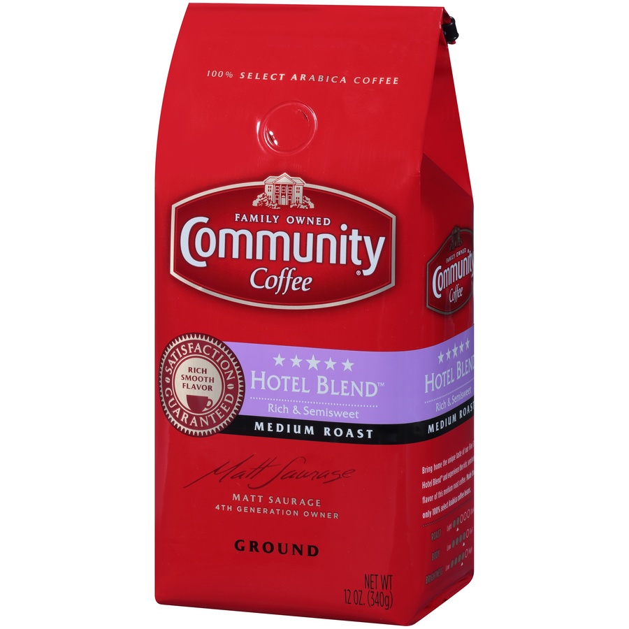 slide 3 of 7, Community Coffee Hotel Blend Medium Roast Ground Coffee, 12 oz