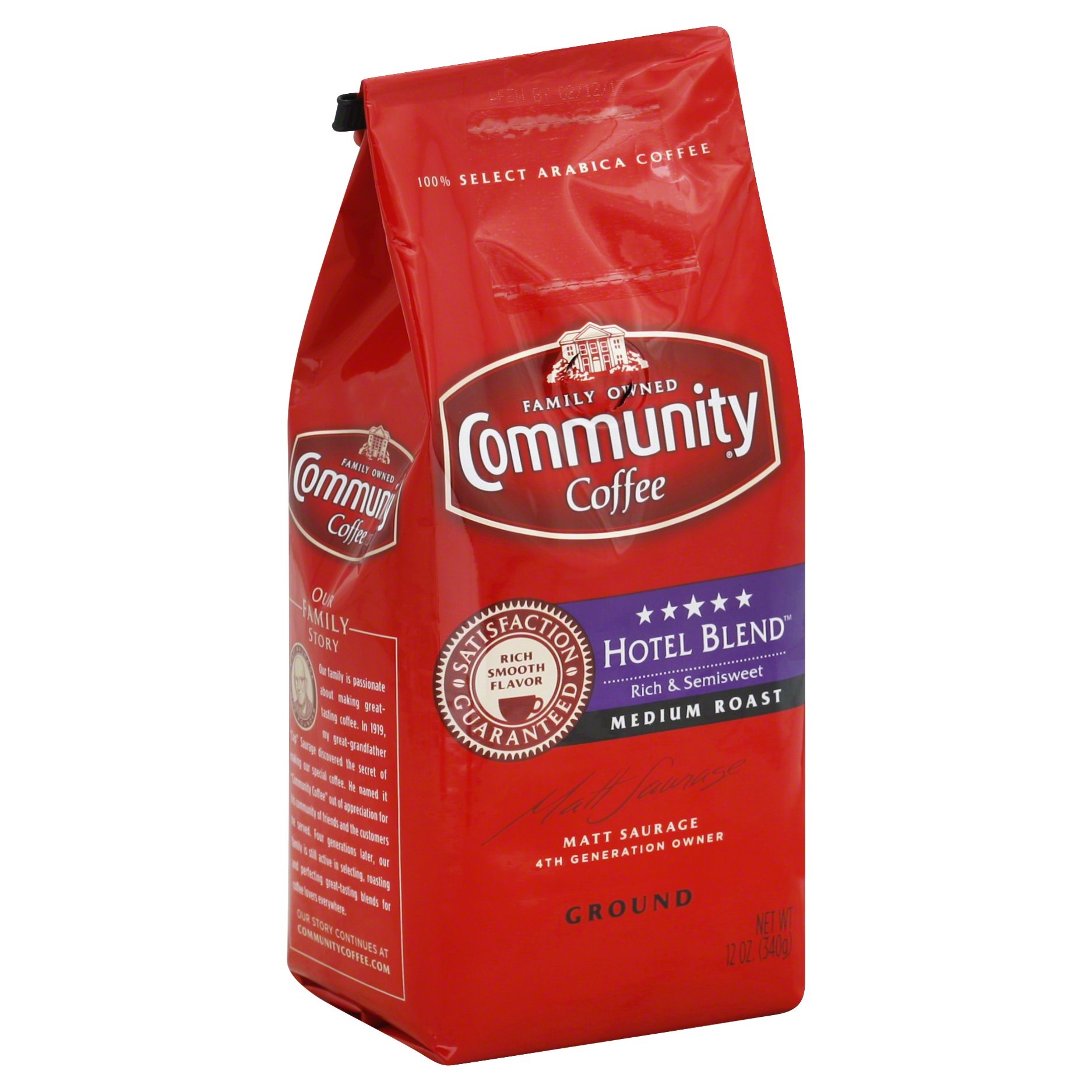 slide 1 of 7, Community Coffee Hotel Blend Medium Roast Ground Coffee, 12 oz