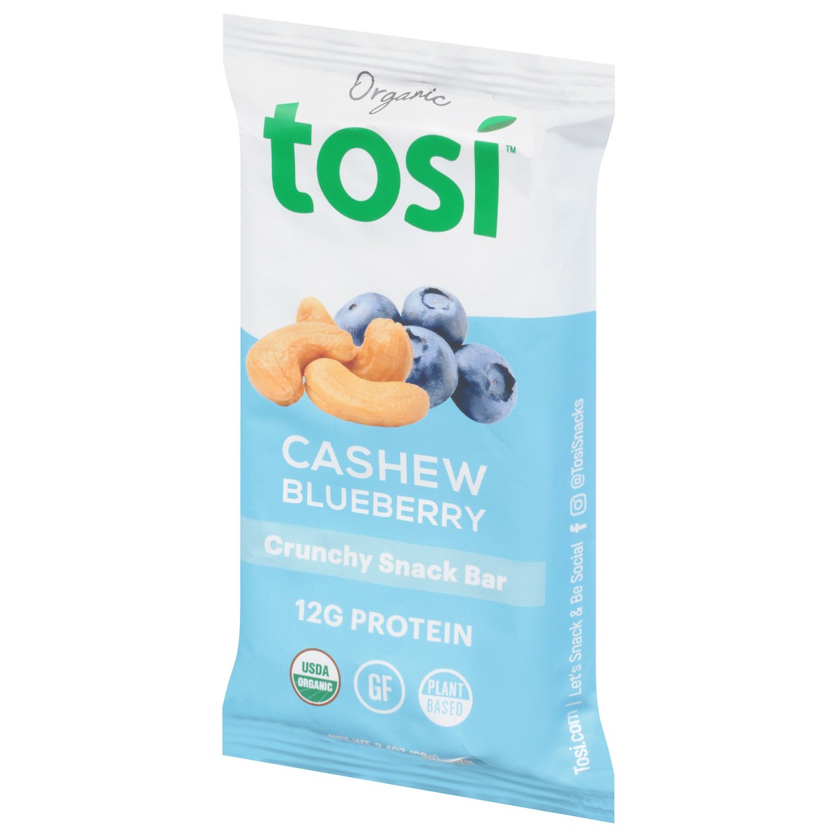 slide 12 of 12, Tosi Organic Crunchy Cashew Blueberry Snack Bar 2.4 oz, 2.4 oz