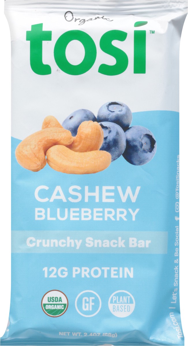 slide 8 of 12, Tosi Organic Crunchy Cashew Blueberry Snack Bar 2.4 oz, 2.4 oz