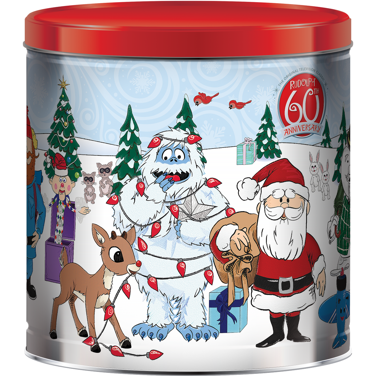 slide 1 of 1, Rudolph 60th Anniversary Popcorn Tin 21 oz, 21 oz