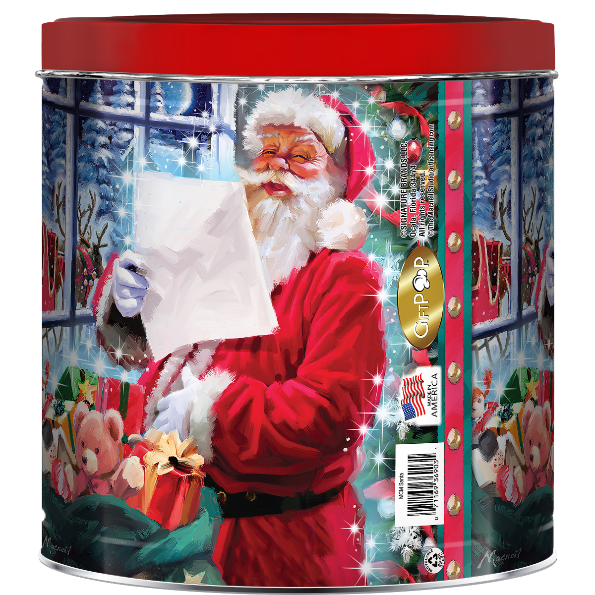 slide 1 of 1, MCM Santa Popcorn Tin 21 oz, 21 oz