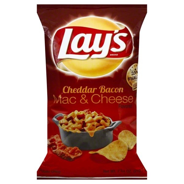 slide 1 of 3, Lay's Cheddar Bacon Mac & Cheese Flavored Potato Chips, 7.75 oz