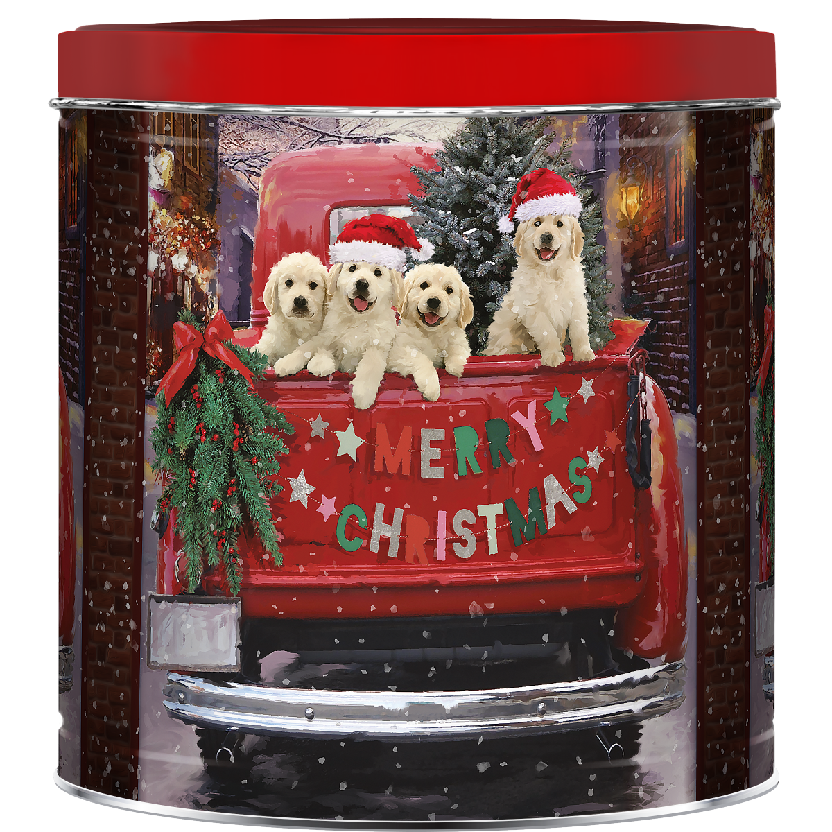 slide 1 of 1, Puppies Merry Ride Popcorn Tin 21 oz, 21 oz