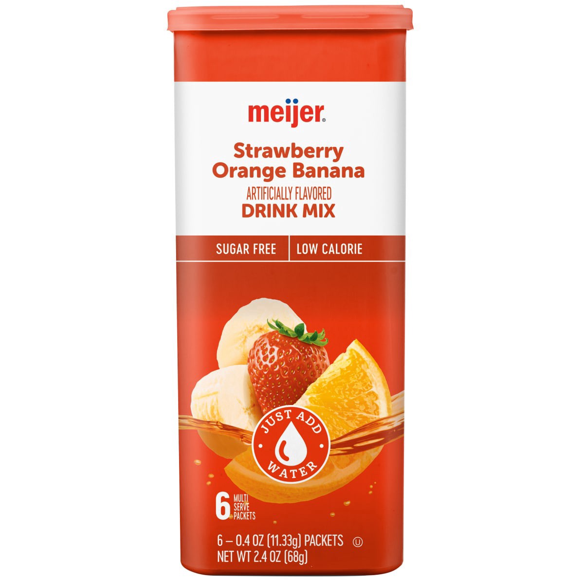 slide 1 of 1, Meijer Sugar Free Strawberry Orange Banana Drink Mix - 6 ct, 6 ct