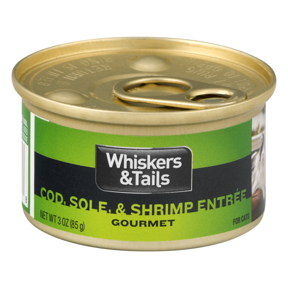 slide 1 of 1, Whiskers & Tails Cod, Sole, & Shrimp Entree For Cats, 3 oz