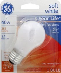 GE Soft White Ceiling Fan 40 Watts Light Bulb 1 ea