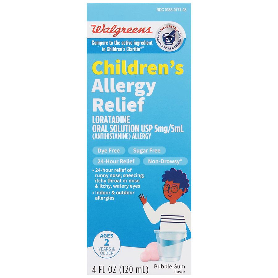slide 1 of 5, Walgreens Children's Bubble Gum Flavor Wal-Itin Allergy Relief Medicine, 4 fl oz
