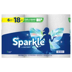 Sparkle Tear-A-Square Paper Towels, 6 Triple Rolls