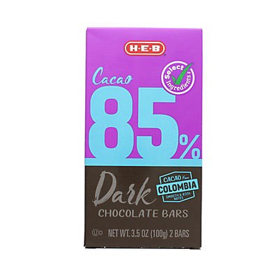 slide 1 of 1, H-E-B Select Dark Chocolate Bars 85%, 3.5 oz