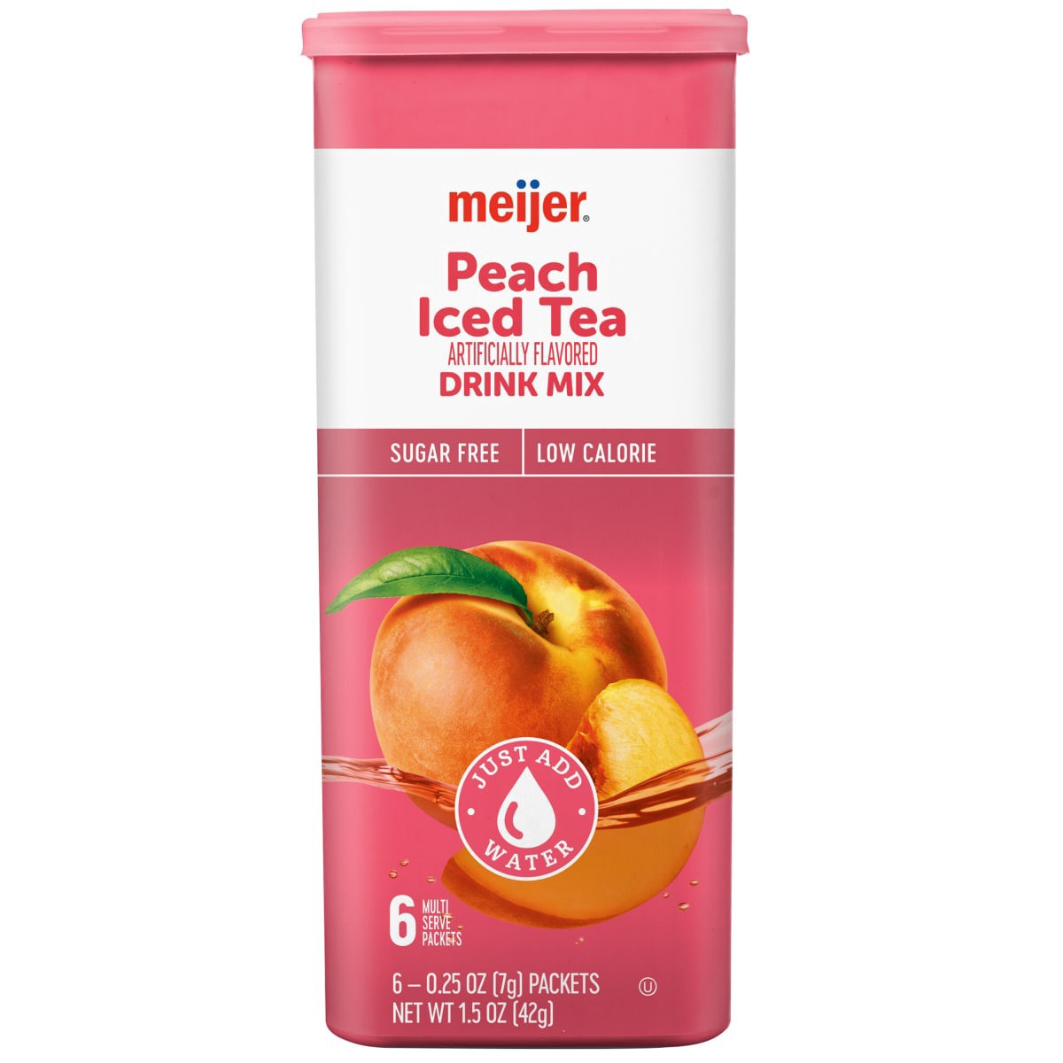 slide 1 of 1, Meijer Peach Iced Tea Drink Mix - 6 ct, 6 ct