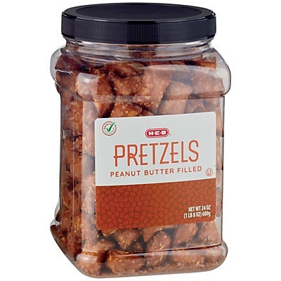 slide 1 of 1, H-E-B Select Ingredients Peanut Butter Pretzels, 24 oz