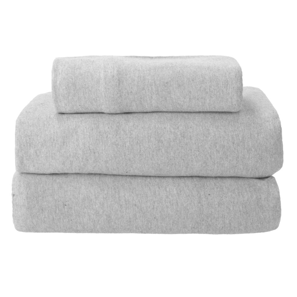 slide 2 of 2, Everyday Living Jersey Sheet Set - Heather Gray, Twin Size