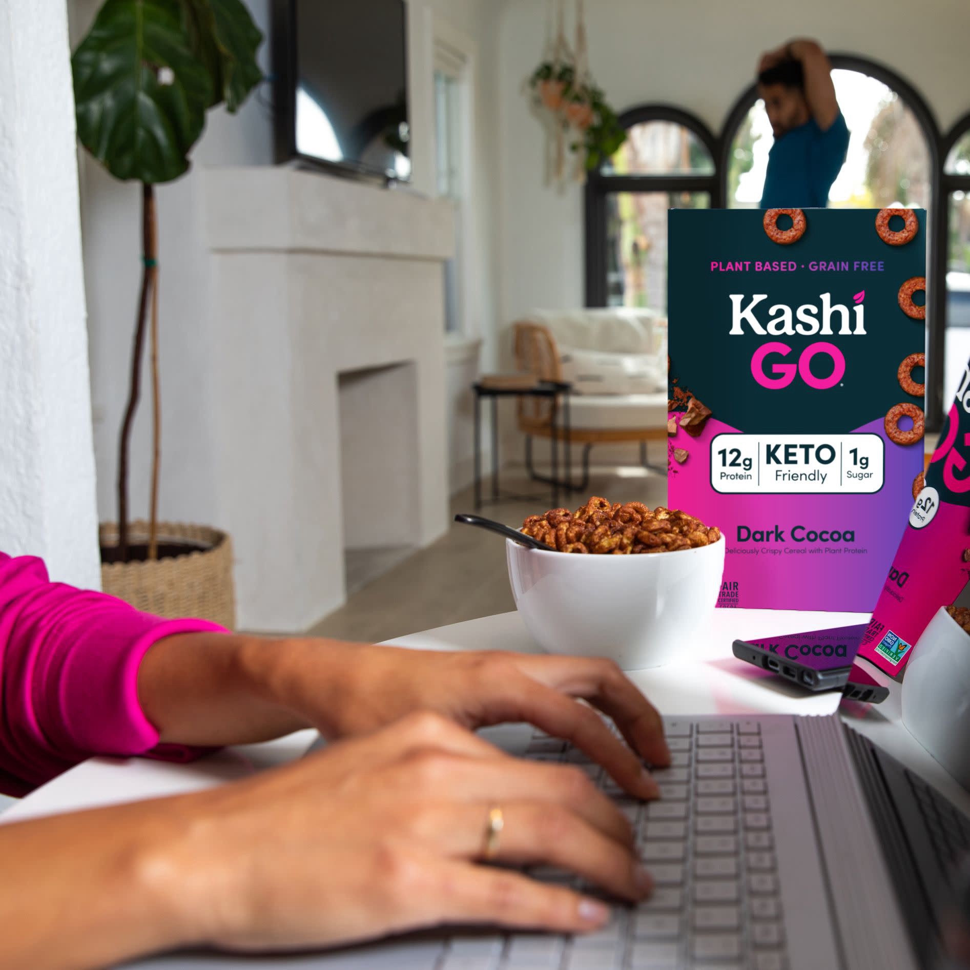 slide 3 of 5, Kashi GO Breakfast Cereal, Vegan Protein, Keto Friendly Cereal, Dark Cocoa, 7oz Box, 1 Box, 7 oz