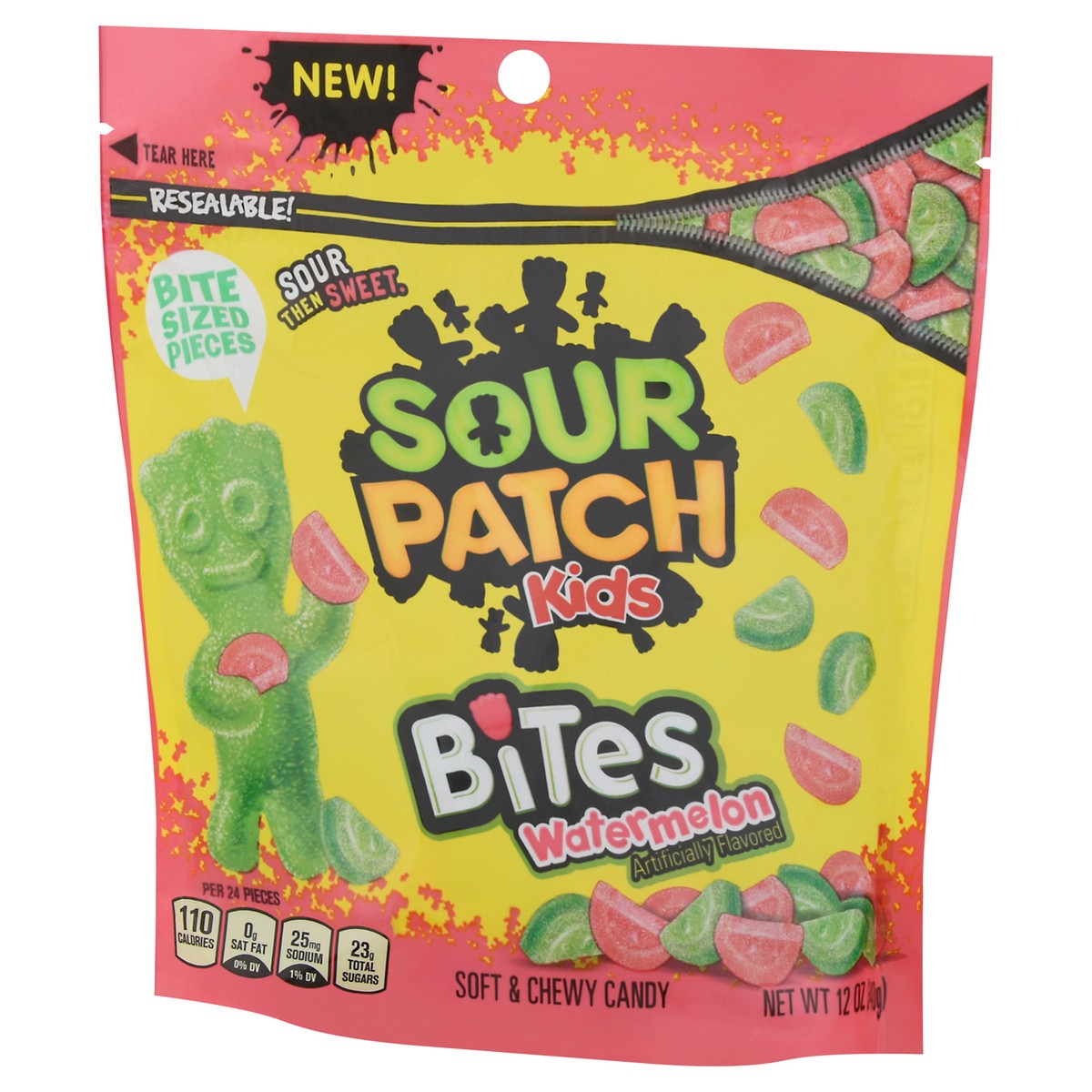 slide 9 of 13, Sour Patch Kids Bites Soft & Chewy Watermelon Candy 12 oz, 12 oz