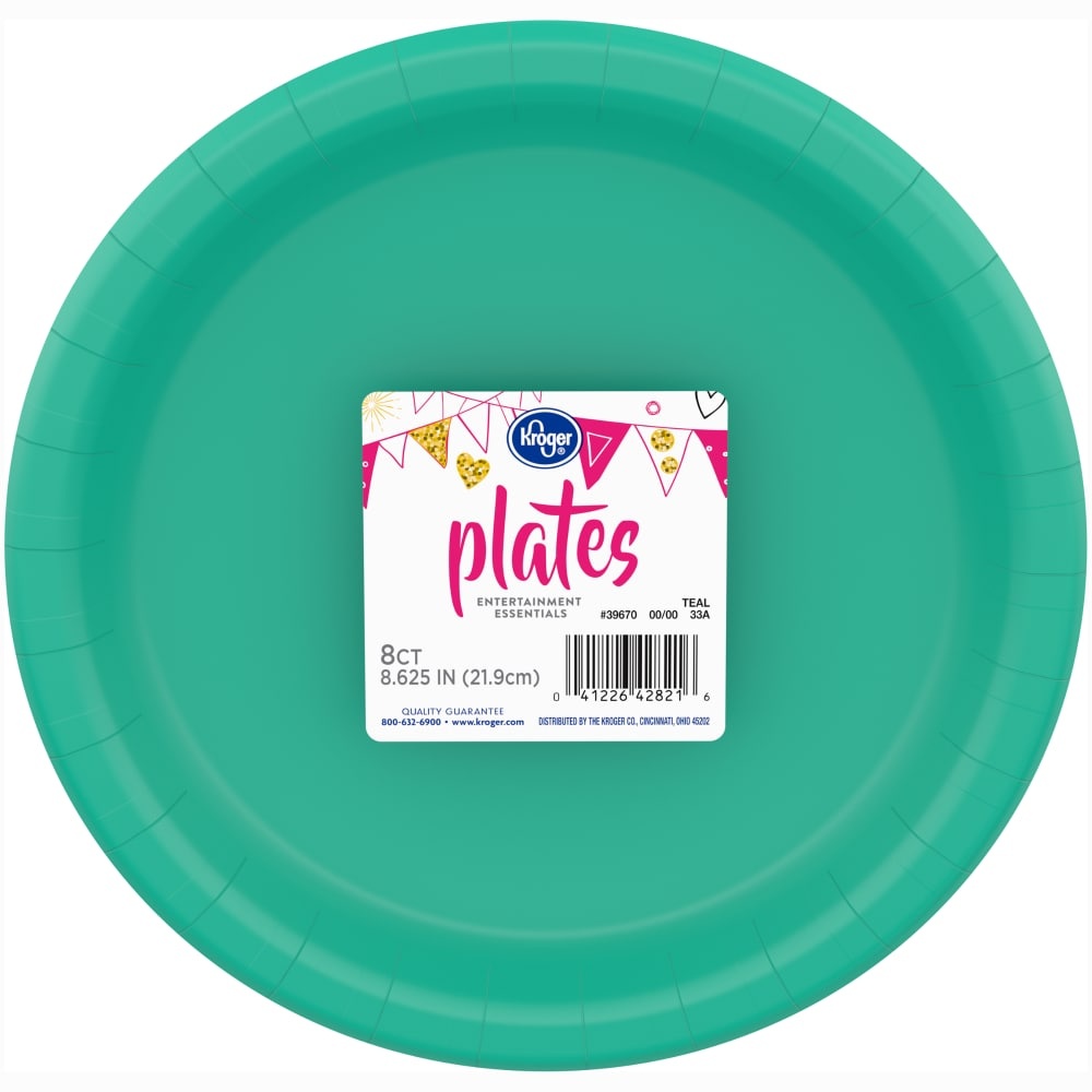 slide 1 of 1, Kroger Entertainment Essentials Paper Plates Teal, 9 in