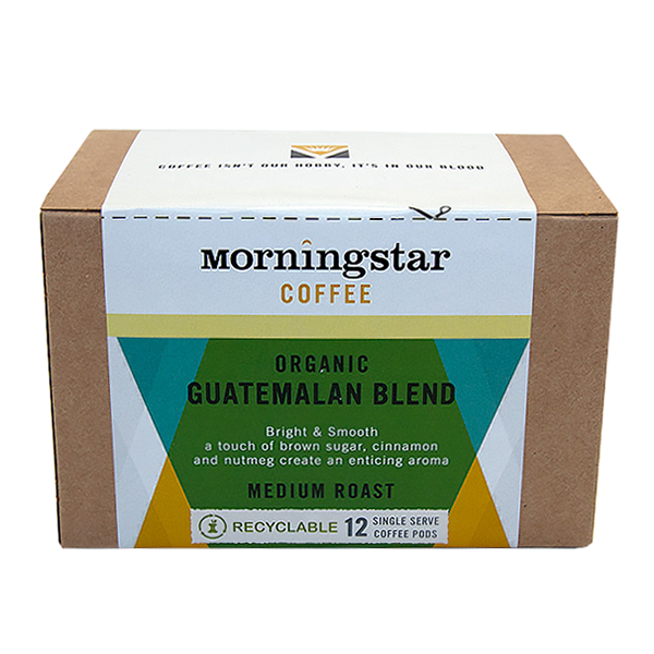 slide 1 of 1, Morningstar Coffee Organic Guatemalan Blend Medium Roast Coffee Single Serve Pods - 12 ct, 12 ct